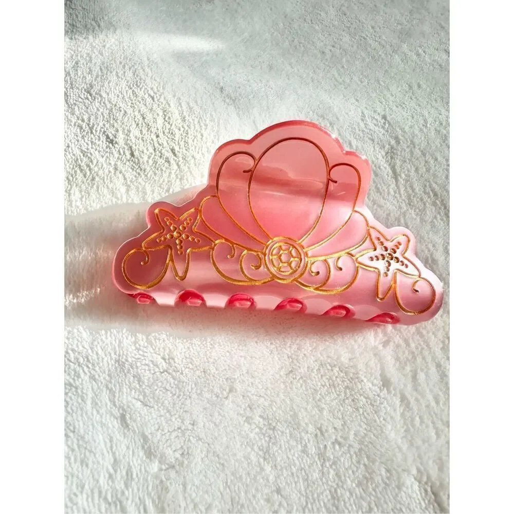 Disney The Little Mermaid Ariel Seashell Hair Claw Clip Pink Gold